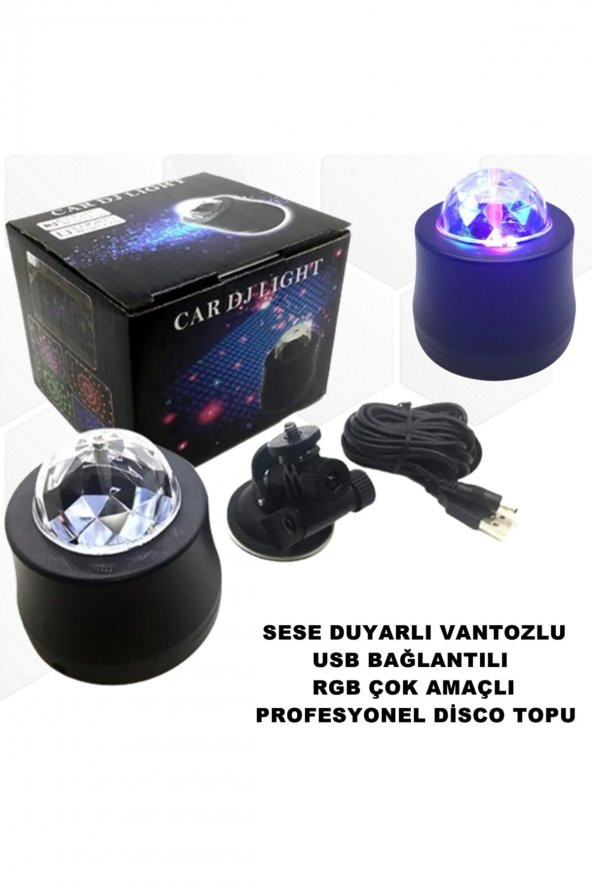 Disko Topu Rgb Sese Duyarlı Çok Amaçlı Vantozlu Aparatlı Usb Bağlantılı Profesyonel Ürün