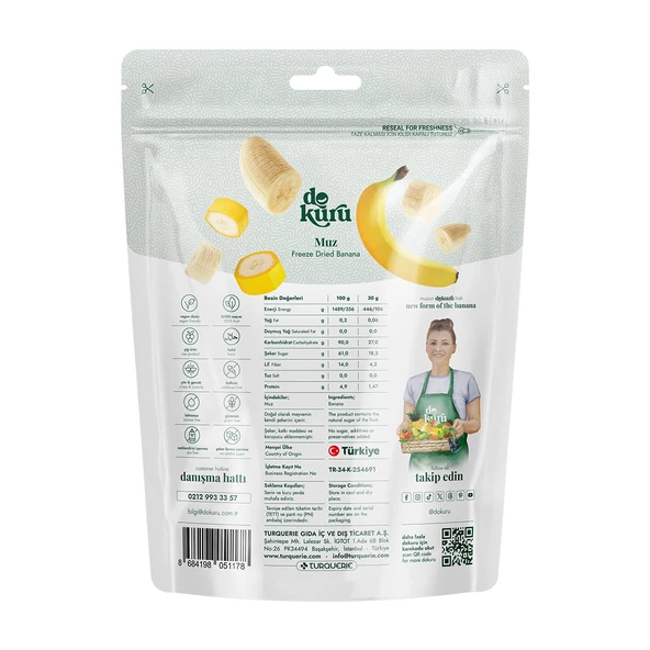Dokuru Freeze Dried Muz Meyve Cipsi 30gr - 3
