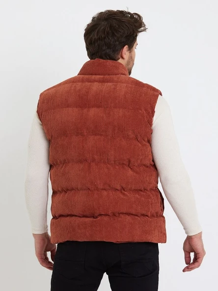 Zagmen Z01358 Erkek Oversize Çıtçıtlı Erkek Kadife Şişme Yelek - Resim 3