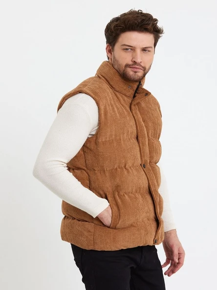 Zagmen Z01358 Erkek Oversize Çıtçıtlı Erkek Kadife Şişme Yelek - Resim 4