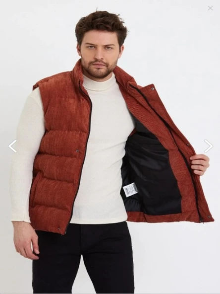 Zagmen Z01358 Erkek Oversize Çıtçıtlı Erkek Kadife Şişme Yelek - Resim 11