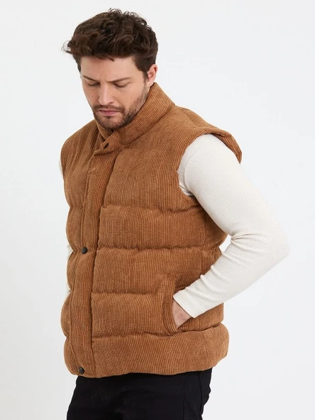 Zagmen Z01358 Erkek Oversize Çıtçıtlı Erkek Kadife Şişme Yelek - Resim 6