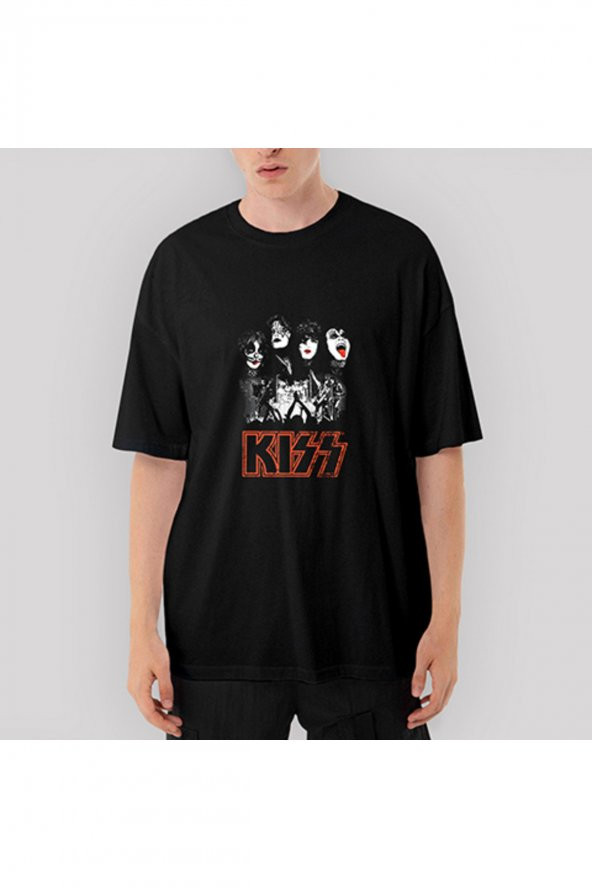 Kiss Rock the House Oversize Siyah Tişört S