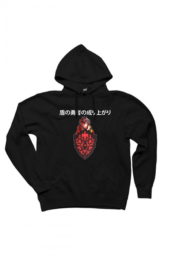 Tate No Yusha Naofumi Iwatani Siyah Kapşonlu Sweatshirt Hoodie