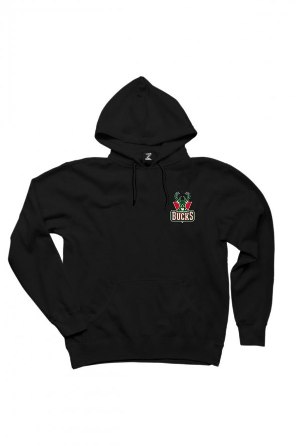 Milwauke Bucks Green Logo Siyah Kapşonlu Sweatshirt Hoodie