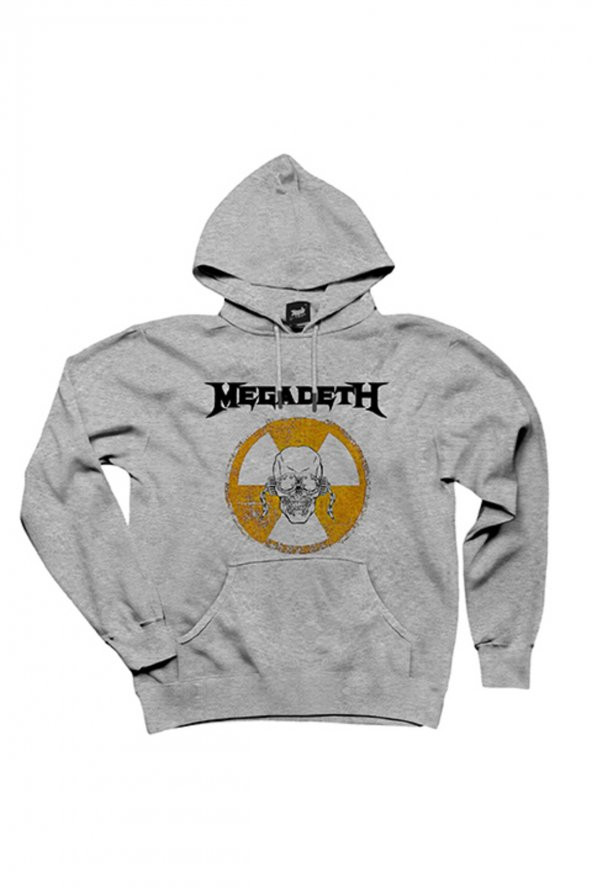 Megadeth Danger Gri Kapşonlu Sweatshirt Hoodie