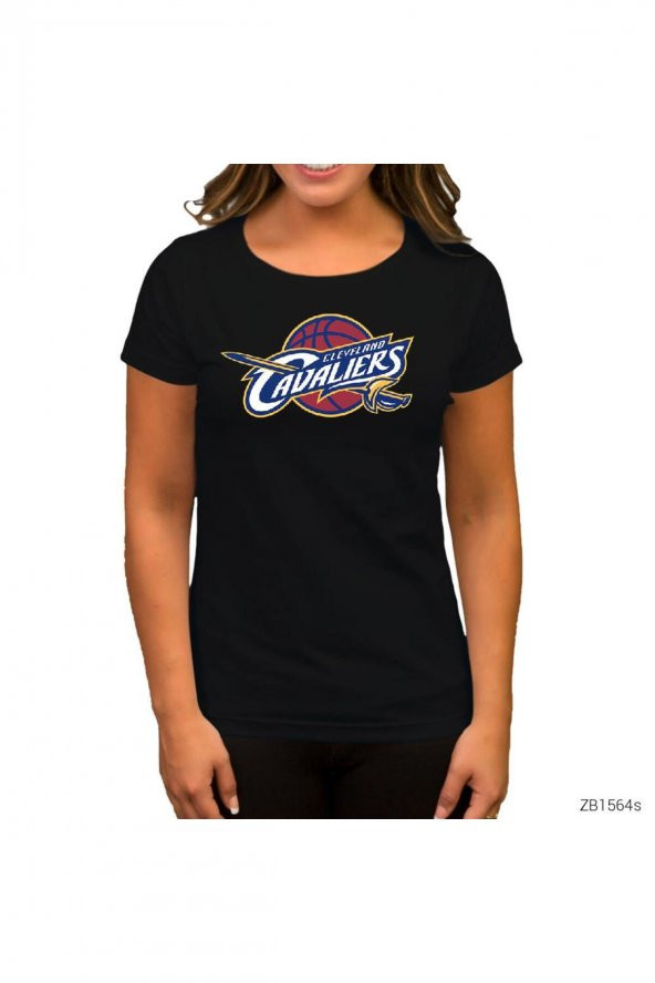Cleveland Cavaliers Logo Siyah Kadın Tişört M Beden