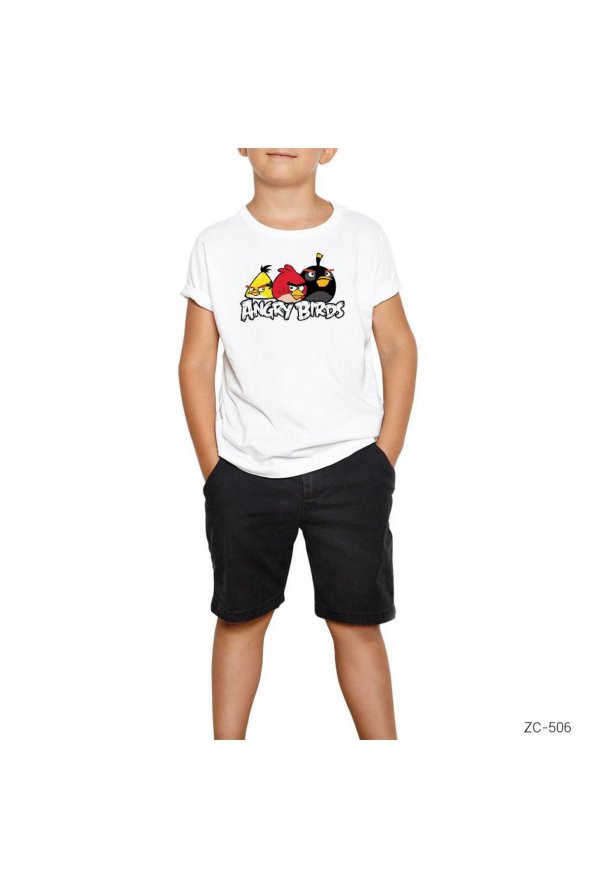 Angry Birds Şaşkın Beyaz Çocuk Tişört 9-10 Yaş