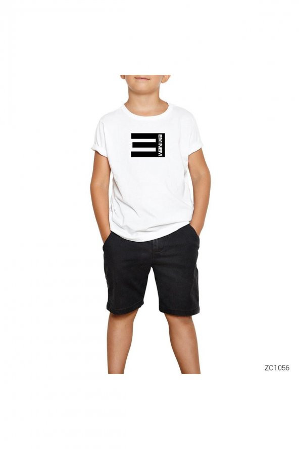 Eminem E Beyaz Çocuk Tişört 11-12 Yaş