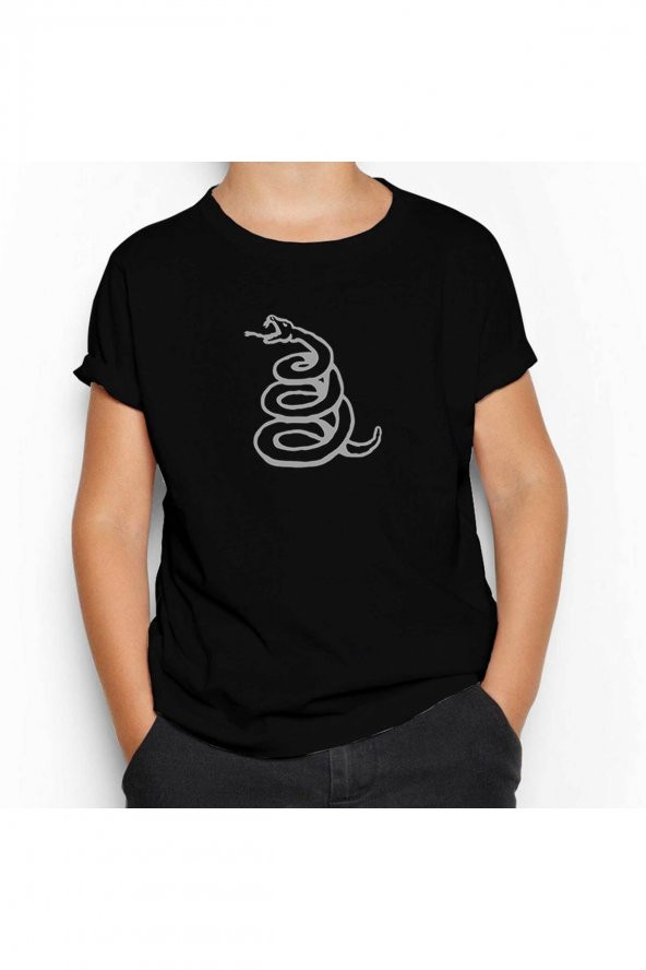 Metallica Snake Logo Siyah Çocuk Tişört 13-14 Yaş - 1