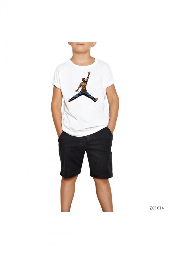 Tupac Jordan Beyaz Çocuk Tişört 7-8 Yaş