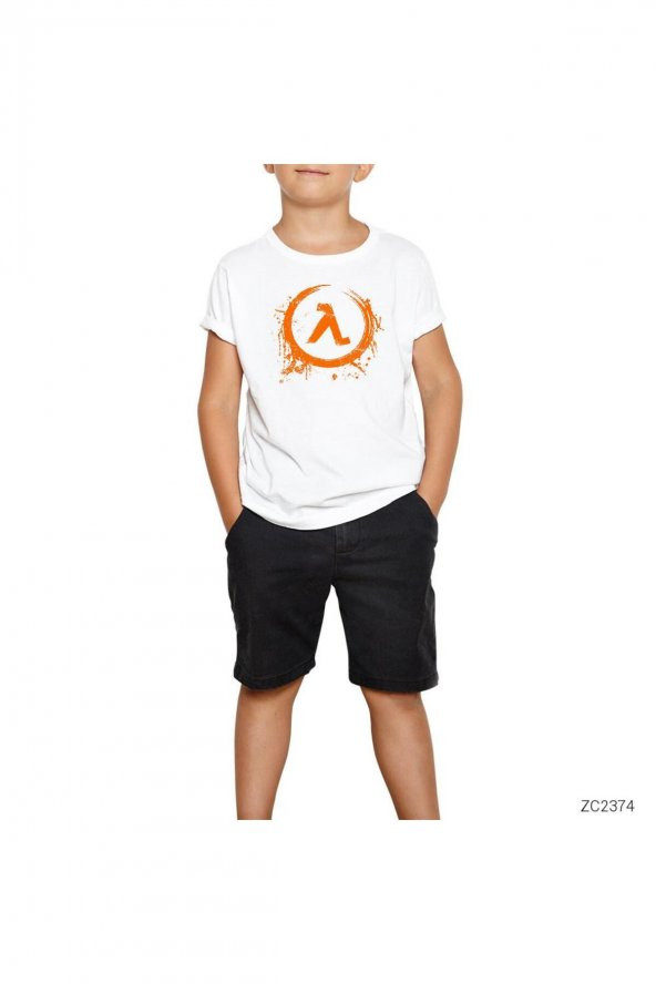 Half Life Logo Splash Beyaz Çocuk Tişört 7-8 Yaş