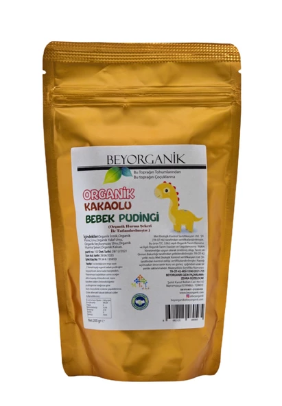 Beyorganik Organik Kakaolu Bebek Pudingi 200 gr (Organik Hurma Tozu ile Tatlandırılmış)