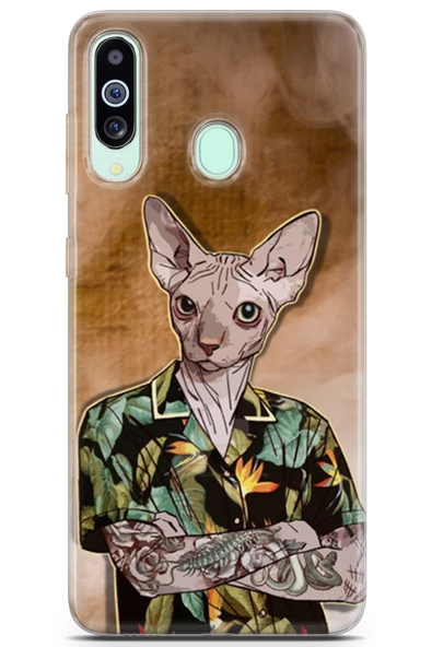 Samsung Galaxy A60 Uyumlu Kılıf Sfenks 21 Gömlekli Darbe Önleyici Kapak Kahverengi