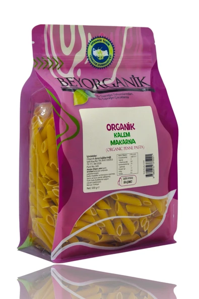 BEYORGANİK Organik Kalem Makarna  500gr  (AFLATOKSİN ve PESTİSİT ANALİZLİ)