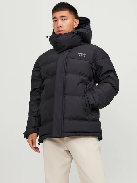 JACK JONES Erkek Boyunlu Kapüşonlu Rüzgar Geçirmez Mont 12238881