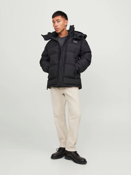 JACK JONES Erkek Boyunlu Kapüşonlu Rüzgar Geçirmez Mont 12238881 - 3