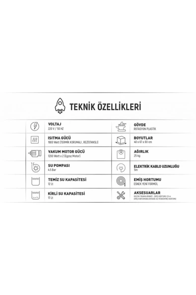 Safran Anafor 12/17 Pro Halı Koltuk Yıkama Makinesi - 7