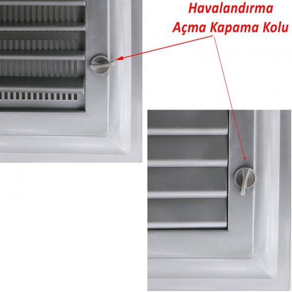 Menfez Banyo Wc Tuvalet Havalandırma Plastik Panjur Gri 45x45 CM - 6