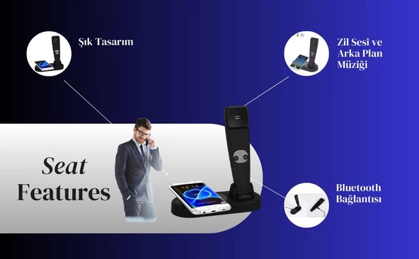 Cosmostech Kablosuz Şarj Cihazı Standı / Kablosuz ve USB ile Şarj Edilebilir Masa Üstü Şık Şarj Standı - 5