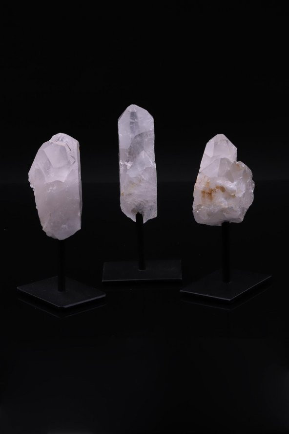 Kristal Kuvars Doğal Taş Standlı Ham Parça