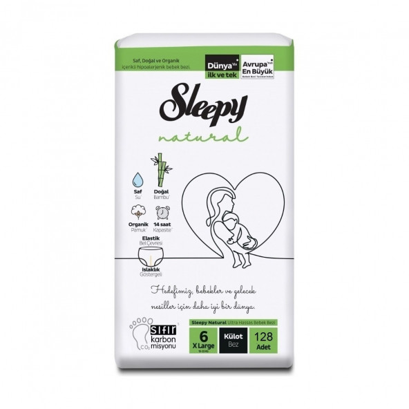 Sleepy Natural 6 Numara X Large 128'li Külot Bez