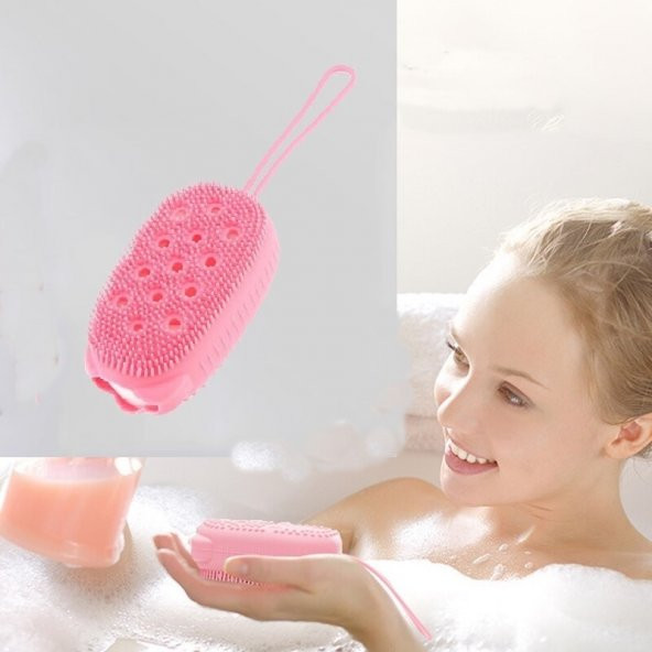 Adipa Eg2 Süngerli Silikon Duş Fırçası - Peeling Banyo Kesesi