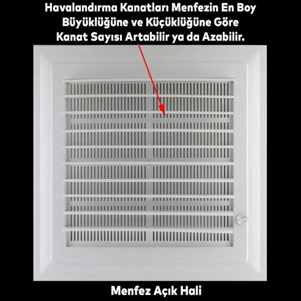 Menfez Banyo Wc Tuvalet Havalandırma Plastik Panjur Beyaz 55x55 CM - Resim 2