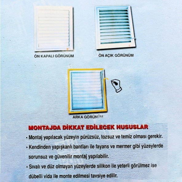 Menfez Banyo Wc Tuvalet Havalandırma Plastik Panjur Beyaz 55x55 CM - Resim 5