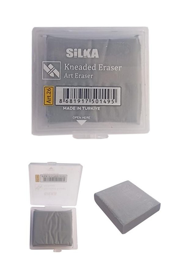 Hamur Silgi Gri Kutulu 1 Paket  Hamur Silgi Çizim Silgisi Yoğrulabilir Silgi Plastik Kutulu