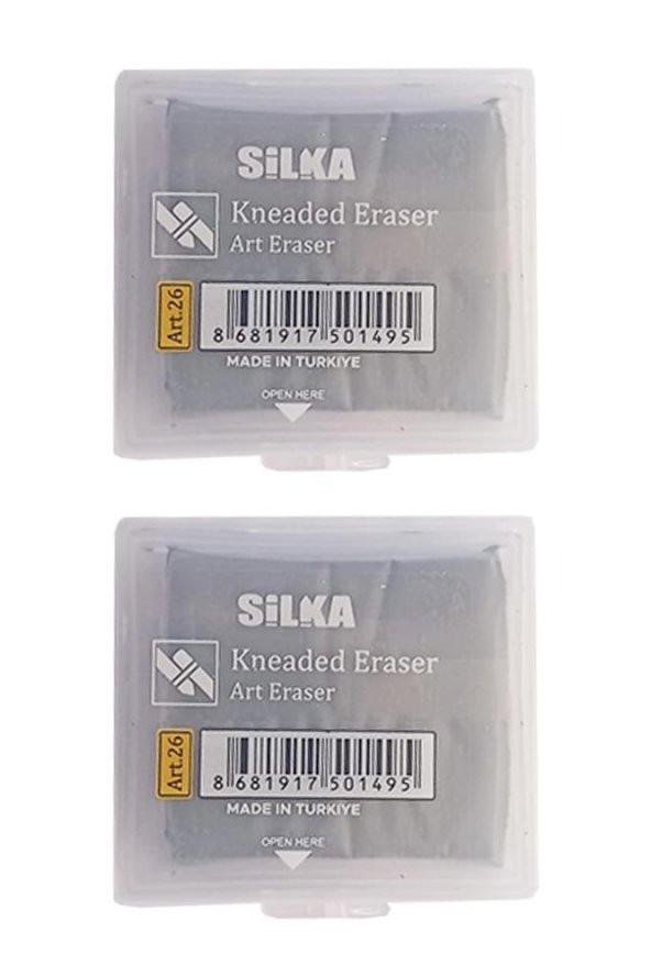 Hamur Silgi Gri Kutulu 2 Paket Silka Hamur Silgi Çizim Silgisi Yoğrulabilir Silgi Plastik Kutulu