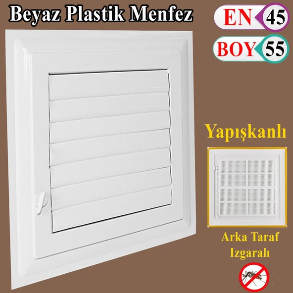 Menfez Banyo Wc Tuvalet Havalandırma Plastik Panjur Beyaz 45x55 CM