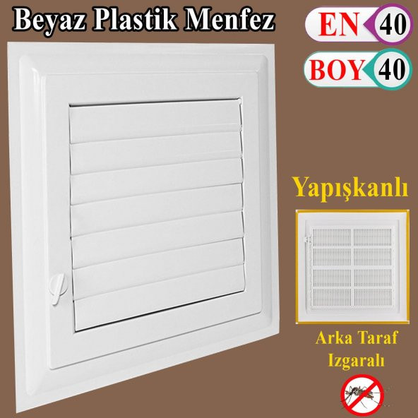 Menfez Banyo Wc Tuvalet Havalandırma Plastik Panjur Beyaz 40x40 CM