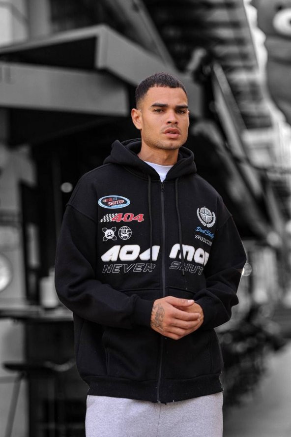 TREND BLUES MOTOSPORT FERMUARLI OVERSİZE KALIN SWEATSHİRT HIRKA - 2