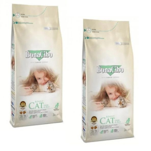 BonaCibo Kuzu Etli ve Pirinçli Yetişkin Kedi Maması 2 Kg x 2 Adet