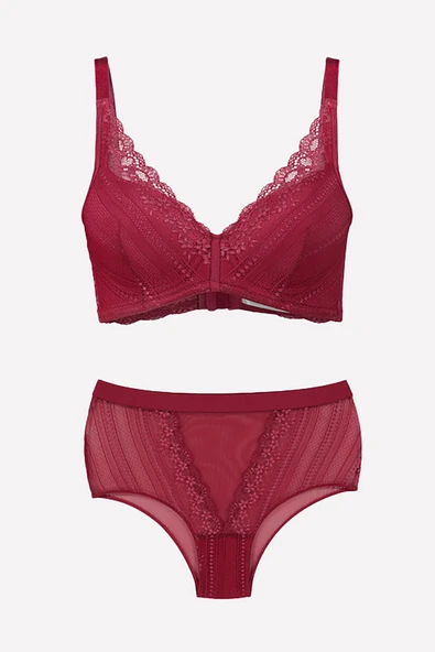 Fuşya Glam Lace Destekli Sütyen Takımı ürün görseli 1