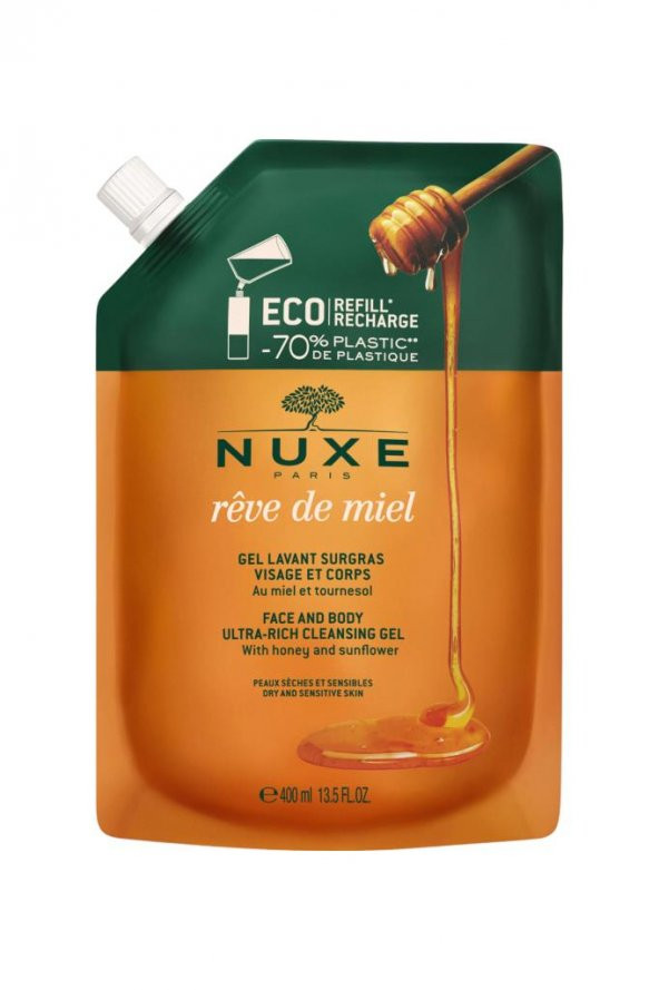 NUXE Reve De Miel Gel Lavant Surgras Visage et Corps - REFILL 400 ml