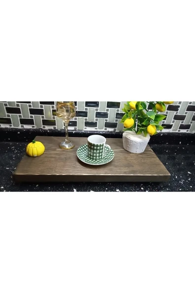 EMTA 40*18cm Dekoratif Sunumluk Mutfak Tezgah Üstü Raf Aksesuar Ceviz Rengi - Resim 2