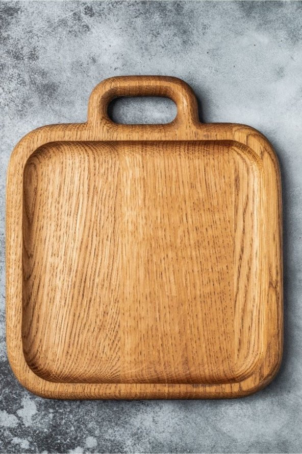 Doğal 1. Sınıf Kare Saplı Servis Tabağı 25x25 cm - 4