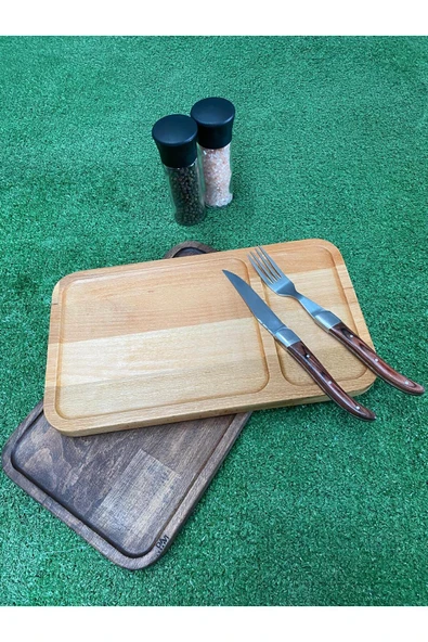 İES Tasarım Ahşap Doğal Gürgen Ağacı 2 Bölmeli Servis & Sunum Tabağı - Resim 3