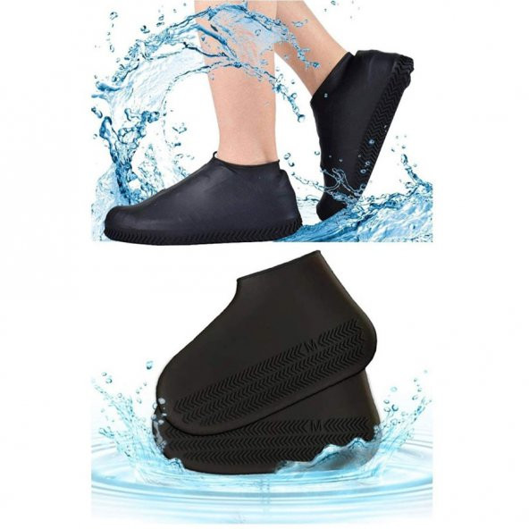Adipa Tg3 Siyah Silikon Yağmur Koruyucu Ayakkabı Kılıfı Kaymaz Su Kir Geçirmez Medium (34-39)
