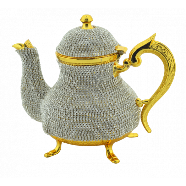 Swarovski Tip Kristal Işlemeli Dekoratif Çaydanlık Sürahi