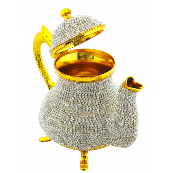 Swarovski Tip Kristal Işlemeli Dekoratif Çaydanlık Sürahi - 2