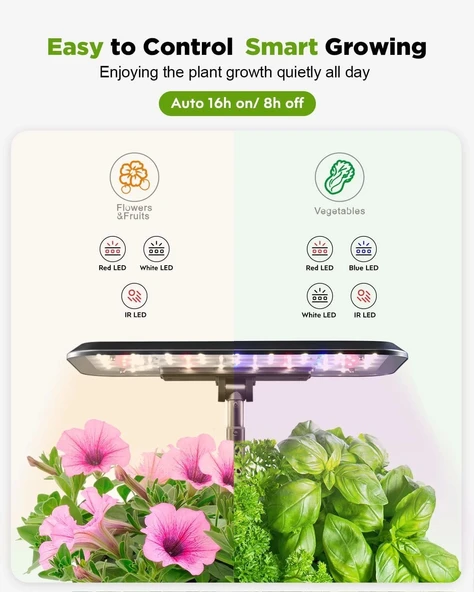 URUQ Topraksız Yetiştirme Sistemi Kapalı Bahçe Seti 8 Pods Bitki - Siyah - 4