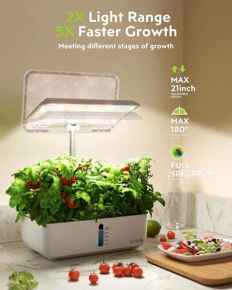 URUQ Topraksız Yetiştirme Sistemi Kapalı Bahçe Seti 12 Pods - Beyaz - 2