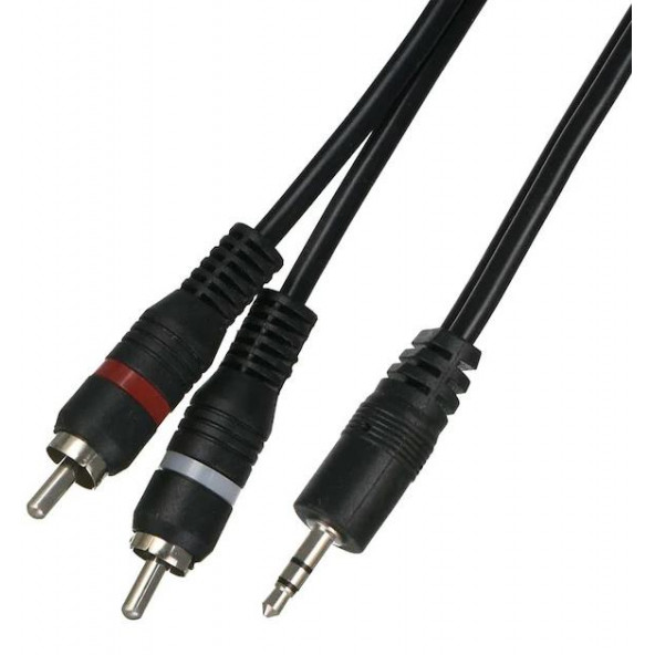 3.5mm Stereo To 2rca Aux Ses Kulaklık Çevirici Kablosu (1.8 Metre)