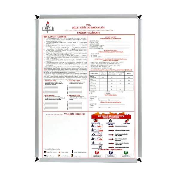 AKYAZI 0927 YANGIN TALİMATLARI EĞİTİM PANOSU 50x70