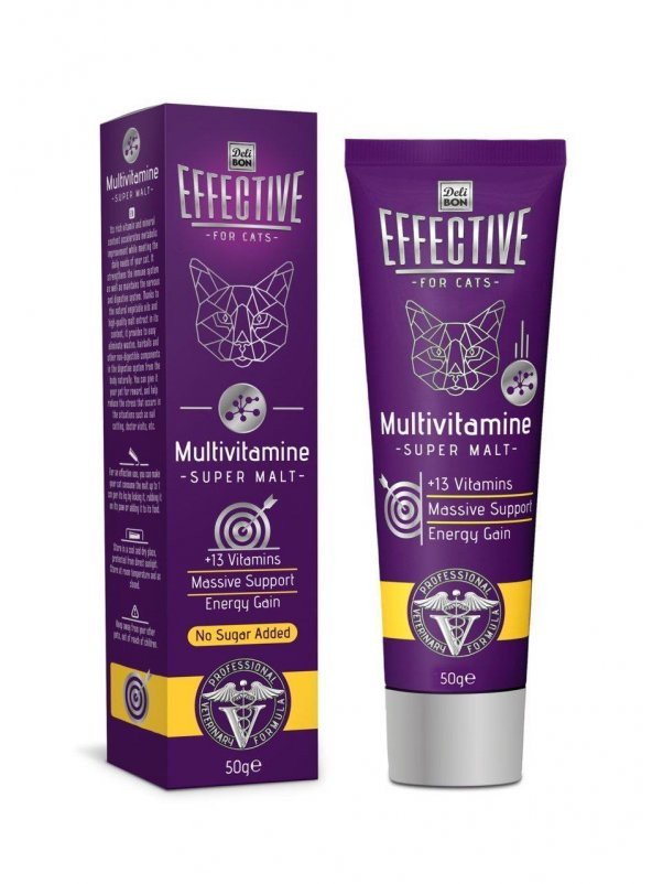 DELIBON EFFECTIVE MULTIVITAMIN KEDİ MALT MACUNU 50GR