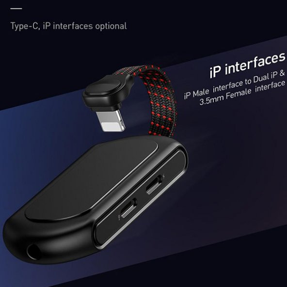 Baseus L47 3in1 2X iPhone Lightning başlık Ve 3.5mm Kulaklık Çıkışlı Şarj Adaptörü - 3