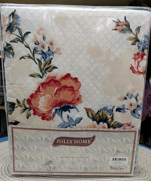 Jolly Home 4 Mevsim Tek Kişilik Kapitoneli Nevresim Takımı-Lina Somon - 2